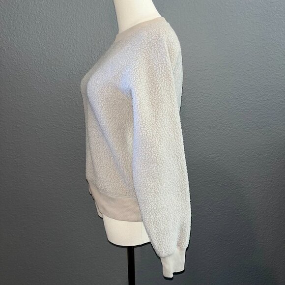 EVERLANE ReNew Fleece Sherpa Sweatshirt - Oatmeal - Raglan Sleeve EUC - Size XS - Picture 4 of 7